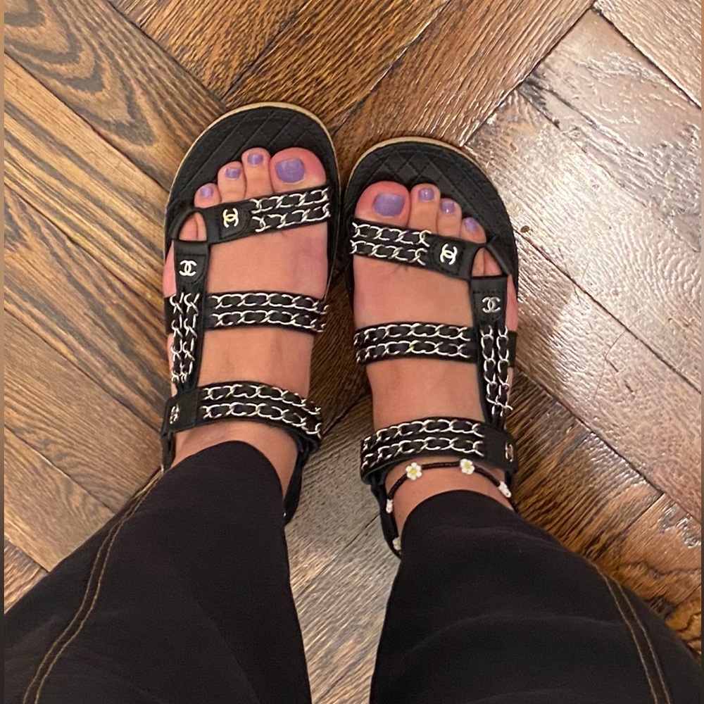 Chanel Silver Chain Sandals